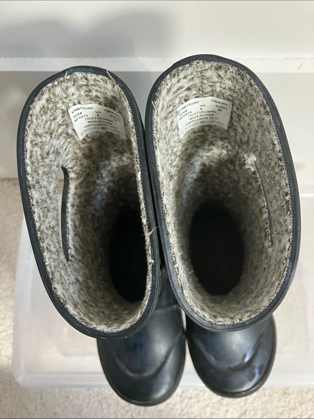 Bogs Kids Rain Boots, Black, Sz 8